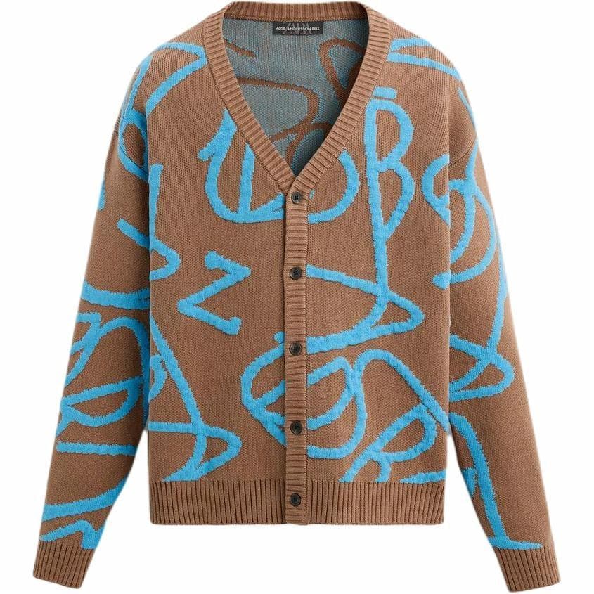 ZARA x ANDERSSON BELL SS25 Jacquard Knit Cardigan Brown - изображение 1