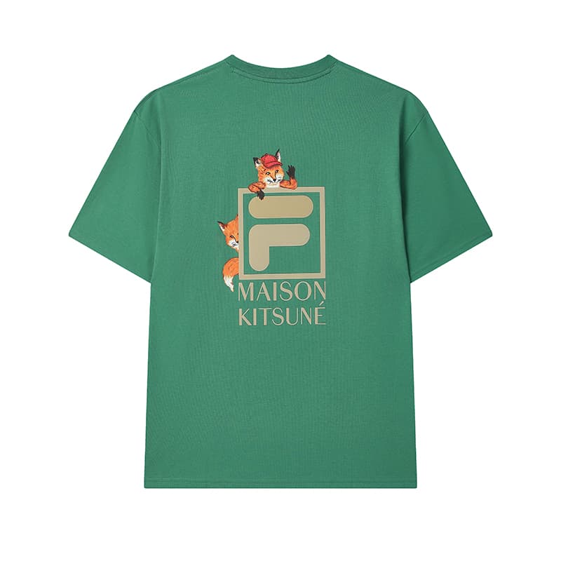 Футболка FILA X MAISON KITSUNE Little Fox T Рубашка Унисекс Moro Зеленый - изображение 1