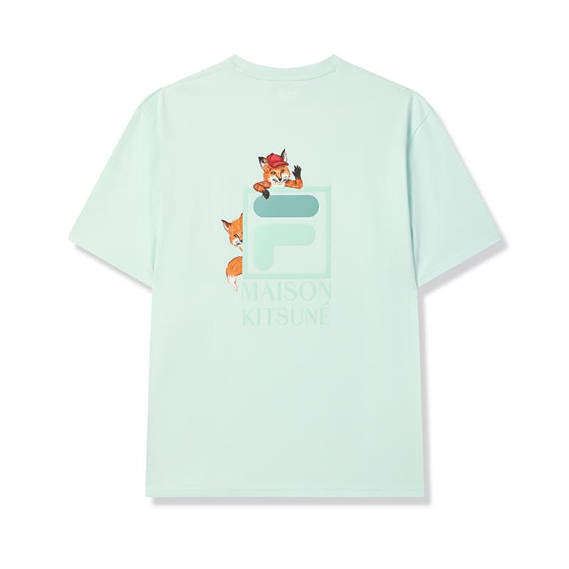 Футболка FILA X MAISON KITSUNE Little Fox T Рубашка Унисекс Светлый Изумрудно-Зеленый - изображение 1