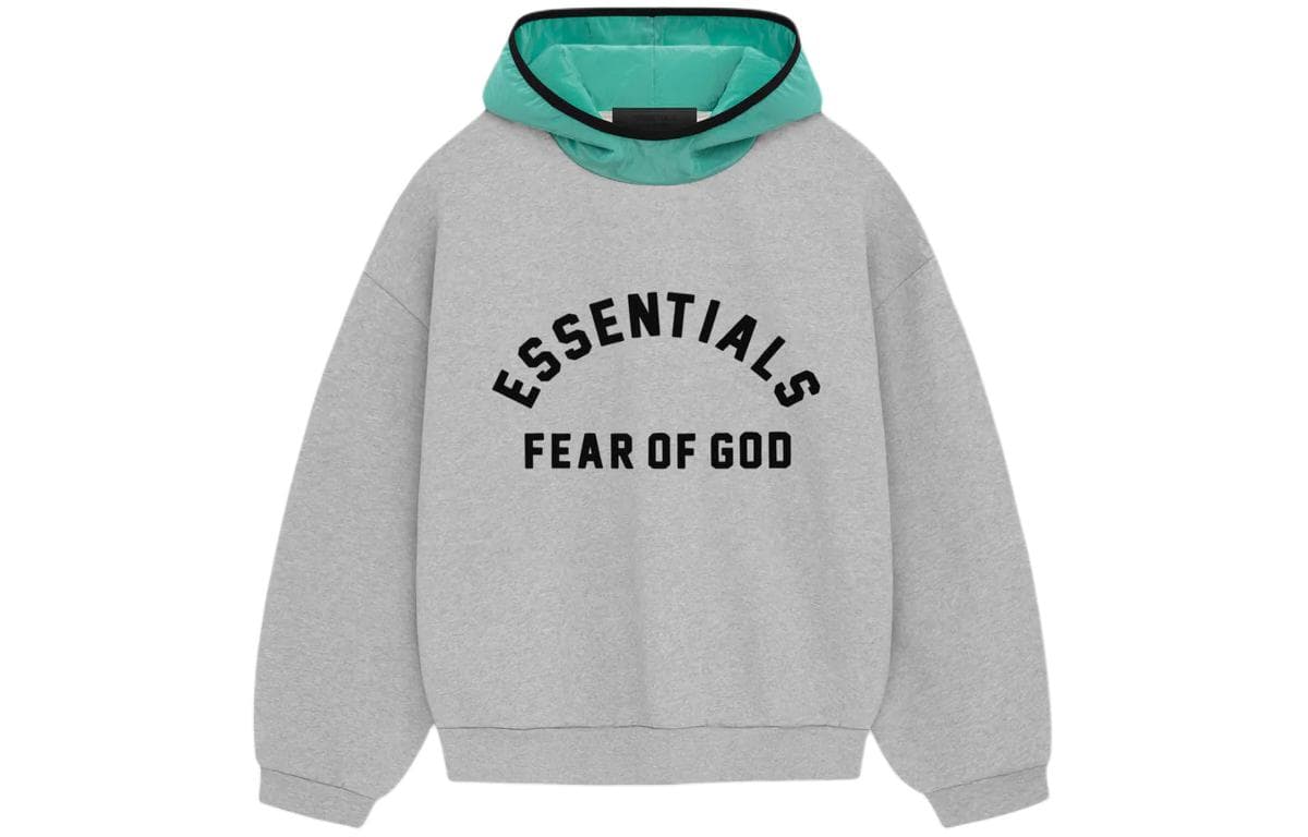 Худи Fear of God Essentials SS24 drop2 Nylon Fleece Hoodie Light Heather GreyMint Leaf - изображение 1