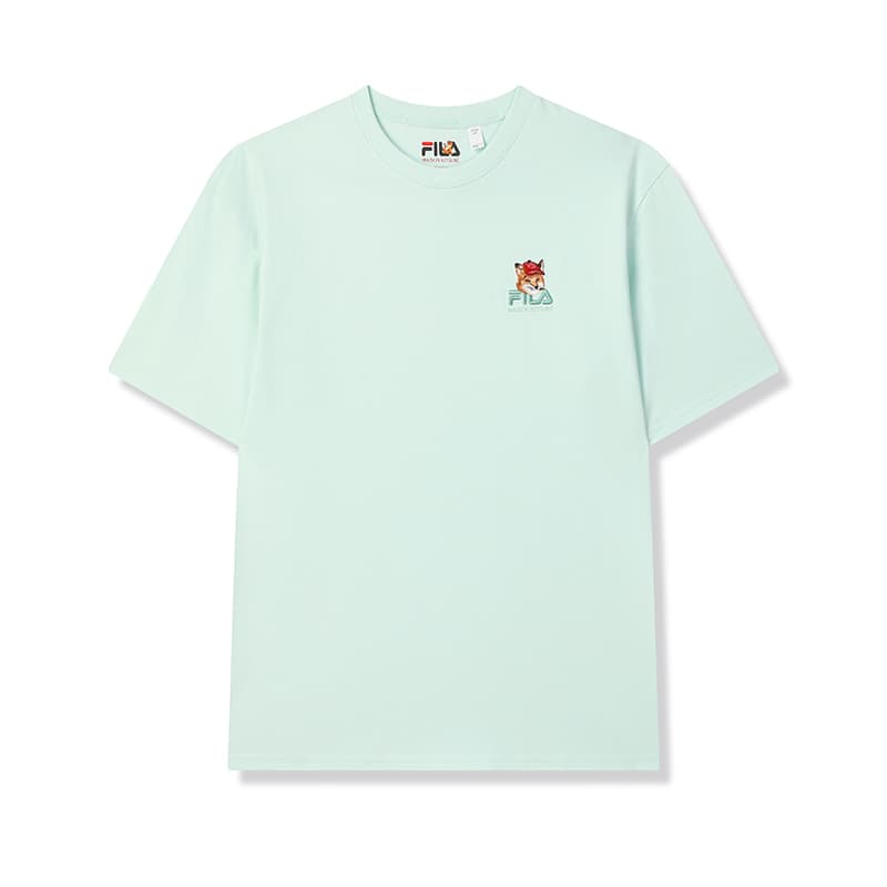Футболка FILA X MAISON KITSUNE Little Fox T Рубашка Унисекс Светлый Изумрудно-Зеленый - изображение 2