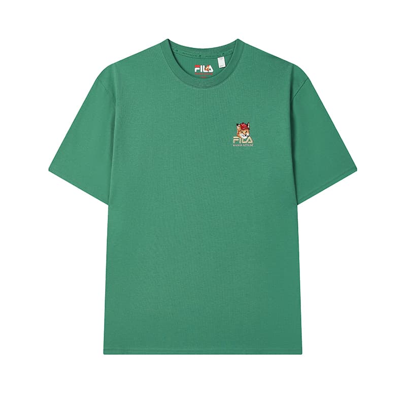 Футболка FILA X MAISON KITSUNE Little Fox T Рубашка Унисекс Moro Зеленый - изображение 2