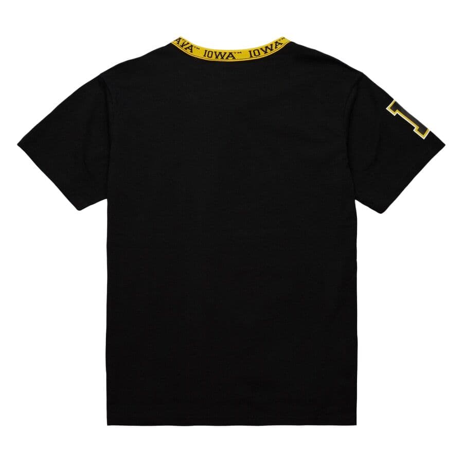 Футболка Mitchell Ness Iowa Hawkeyes Жаккардовый трикотаж Ringer T Рубашка Мужская Черная - изображение 2