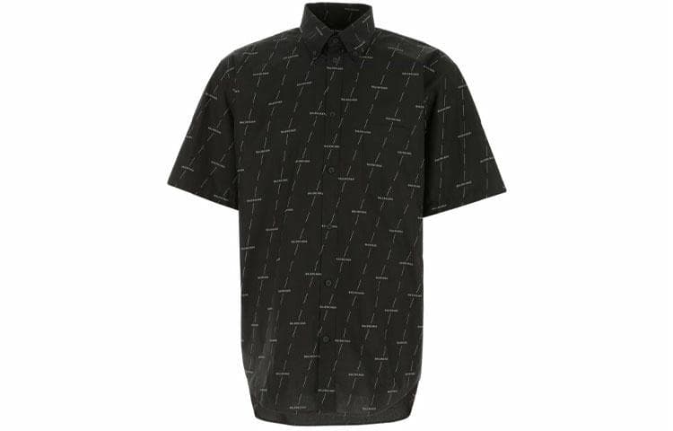 Рубашка Balenciaga SS21 Logo Short Sleeve Shirt Black - изображение 1