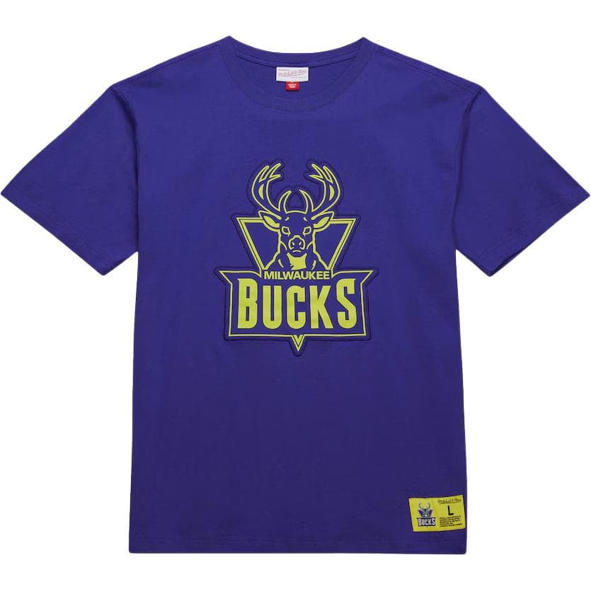 Футболка Mitchell Ness X NBA Milwaukee Bucks Неон Найтс Премиум T-Рубашка Мужская Фиолетовая - изображение 1