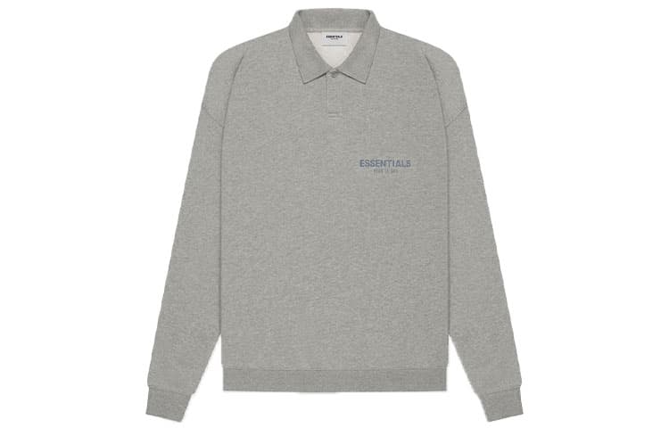 Кофта Fear of God Essentials SS21 Long Sleeve French Terry Polo Dark Heather Oatmeal Polo - изображение 1