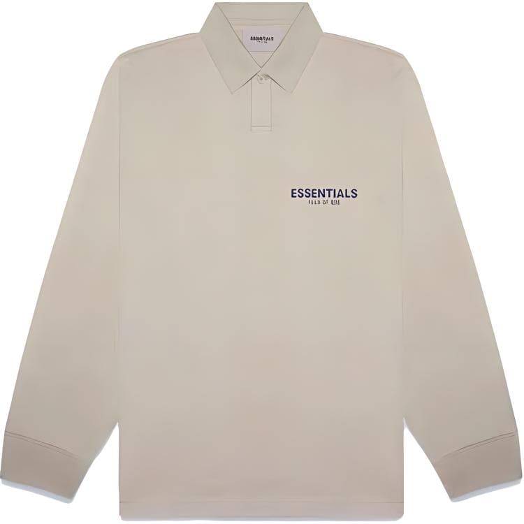 Кофта Fear of God Essentials FW20 Long Sleeve Polo Shirt Olive LogoPolo - изображение 1