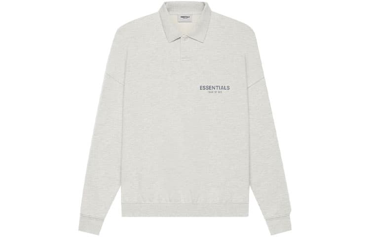 Кофта Fear of God Essentials SS21 Long Sleeve French Terry Polo Light Heather Oatmeal polo - изображение 1