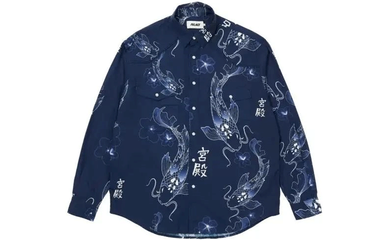 Рубашка PALACE FW21 Carp Shirt NavyWhite - изображение 1