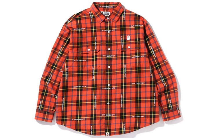 Рубашка A BATHING APE BAPE Logo Check Loose Fit Shirt - изображение 2