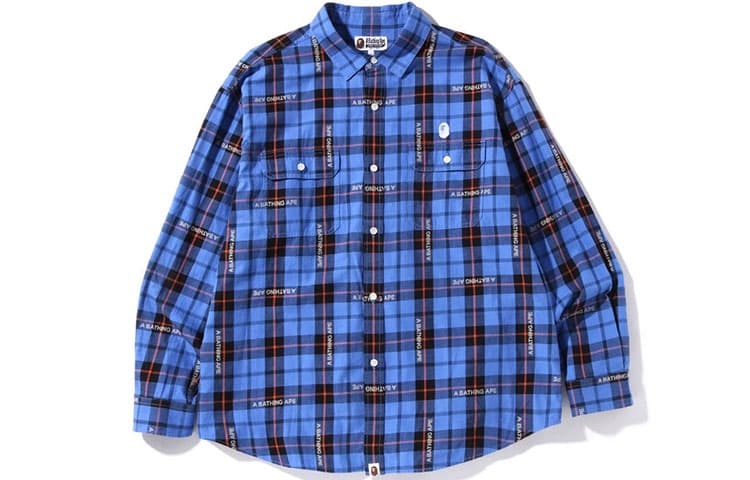 Рубашка A BATHING APE BAPE Logo Check Loose Fit Shirt - изображение 1