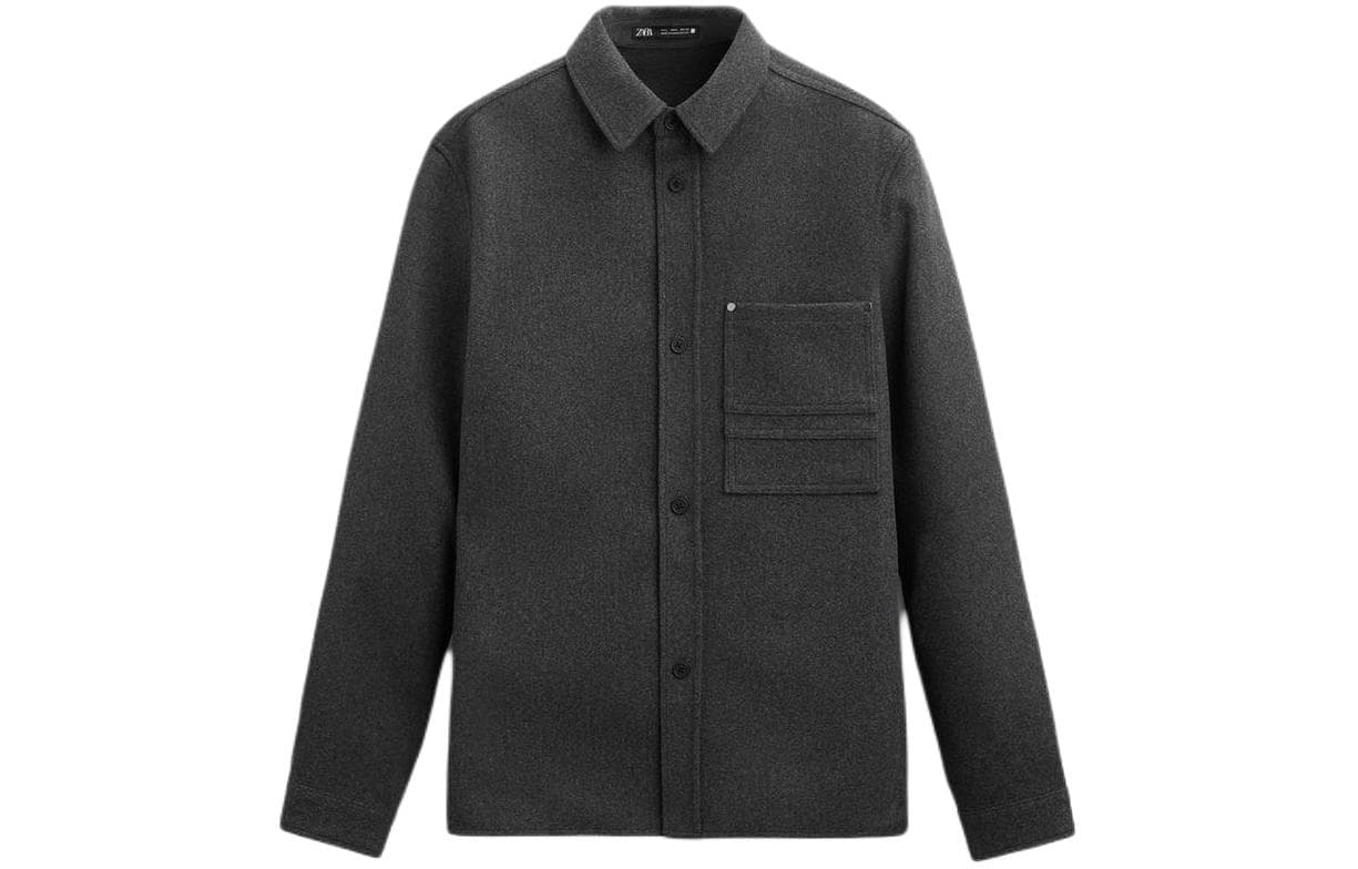 Рубашка ZARA Pocket Casual Shirt Gray - изображение 1