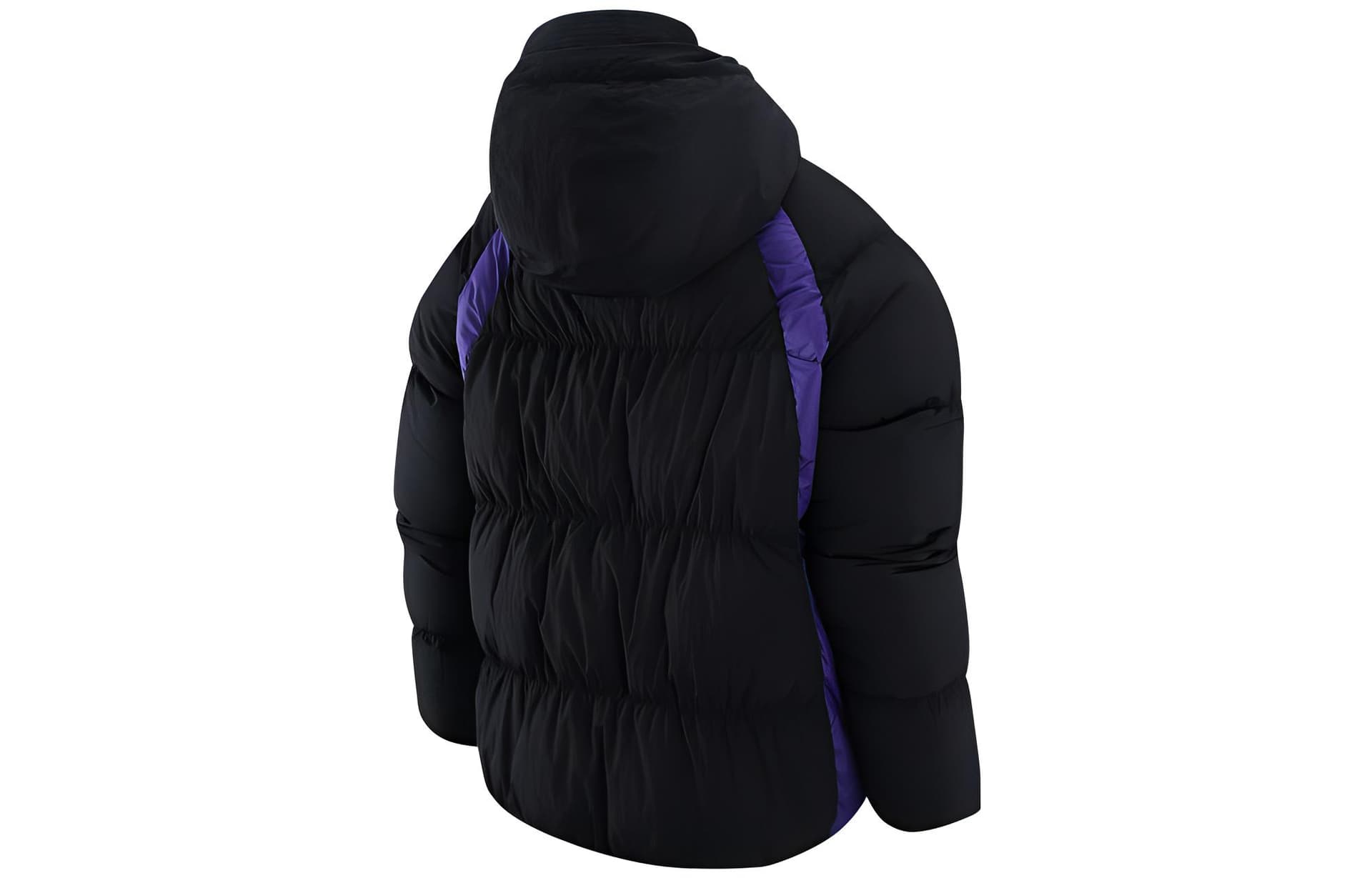 Зимняя куртка пуховик Jordan NBA Lakers Logo Embroidered Hoodie Black - изображение 2