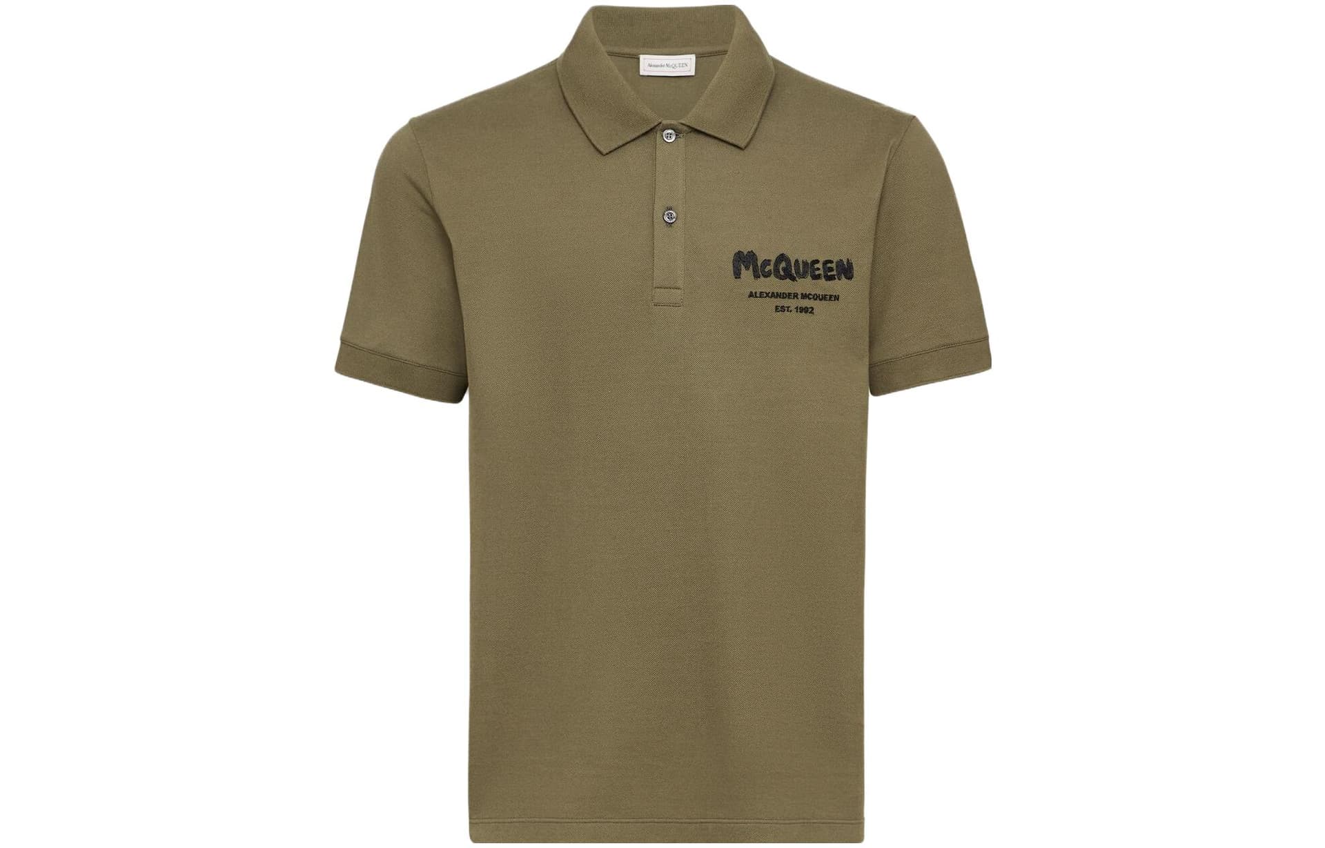 Поло Alexander McQueen Mcqueen Graffiti Polo In Deep Khaki Polo - изображение 1