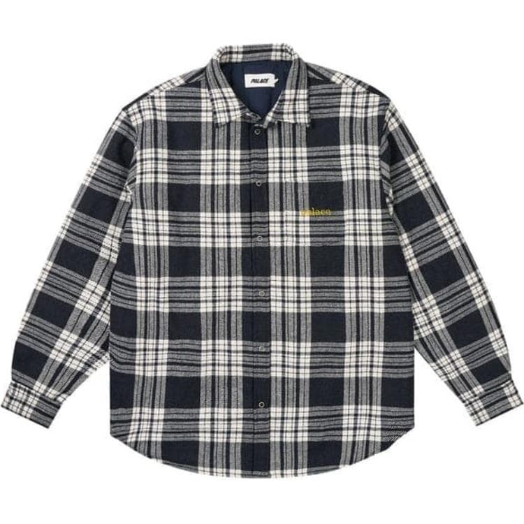 Рубашка PALACE FW24 Оксфордская рубашка с длинными рукавами и вышитым логотипом в клетку на пуговицах Унисекс Черный - изображение 1