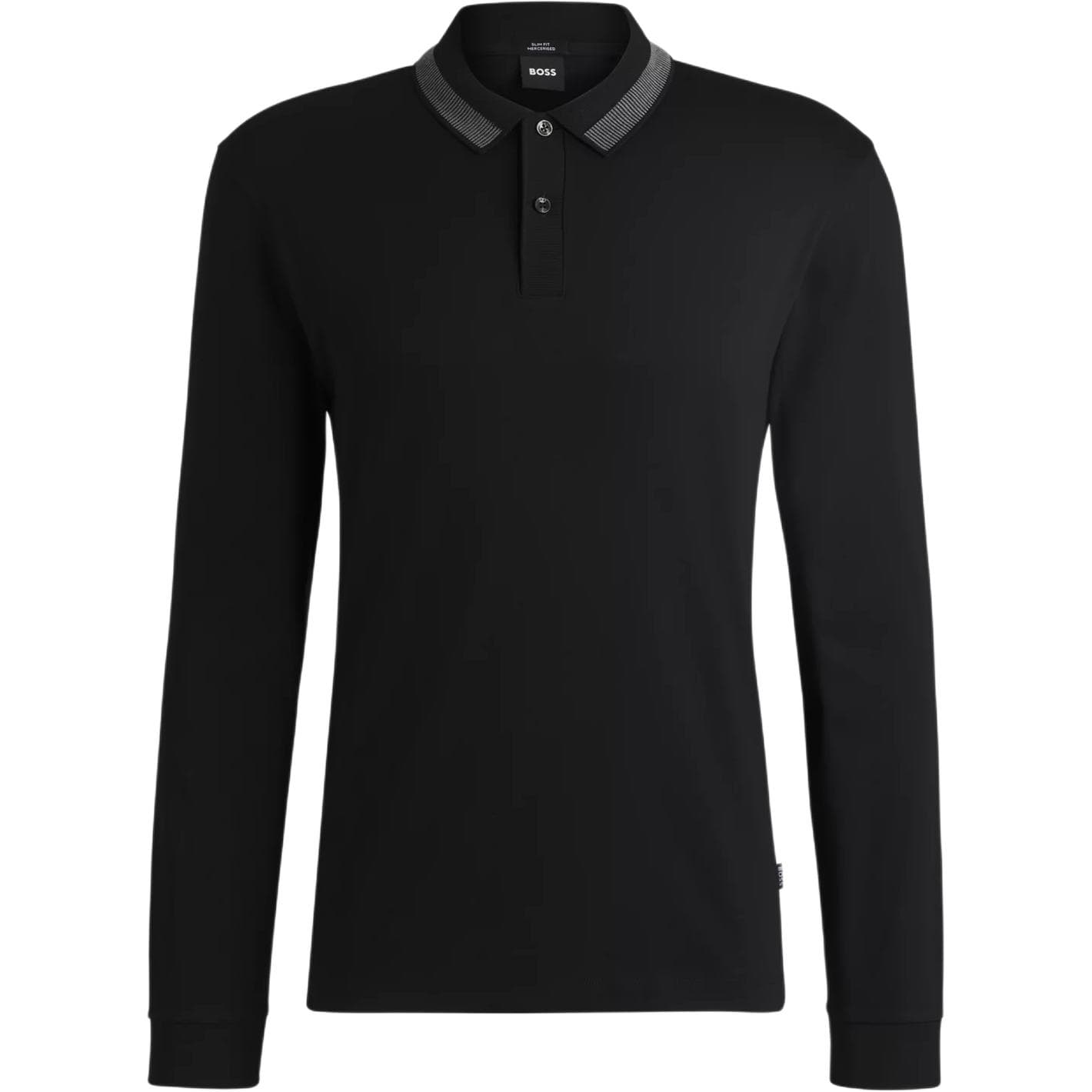 Поло HUGO BOSS Поло облегающий крой мужской черный - изображение 1
