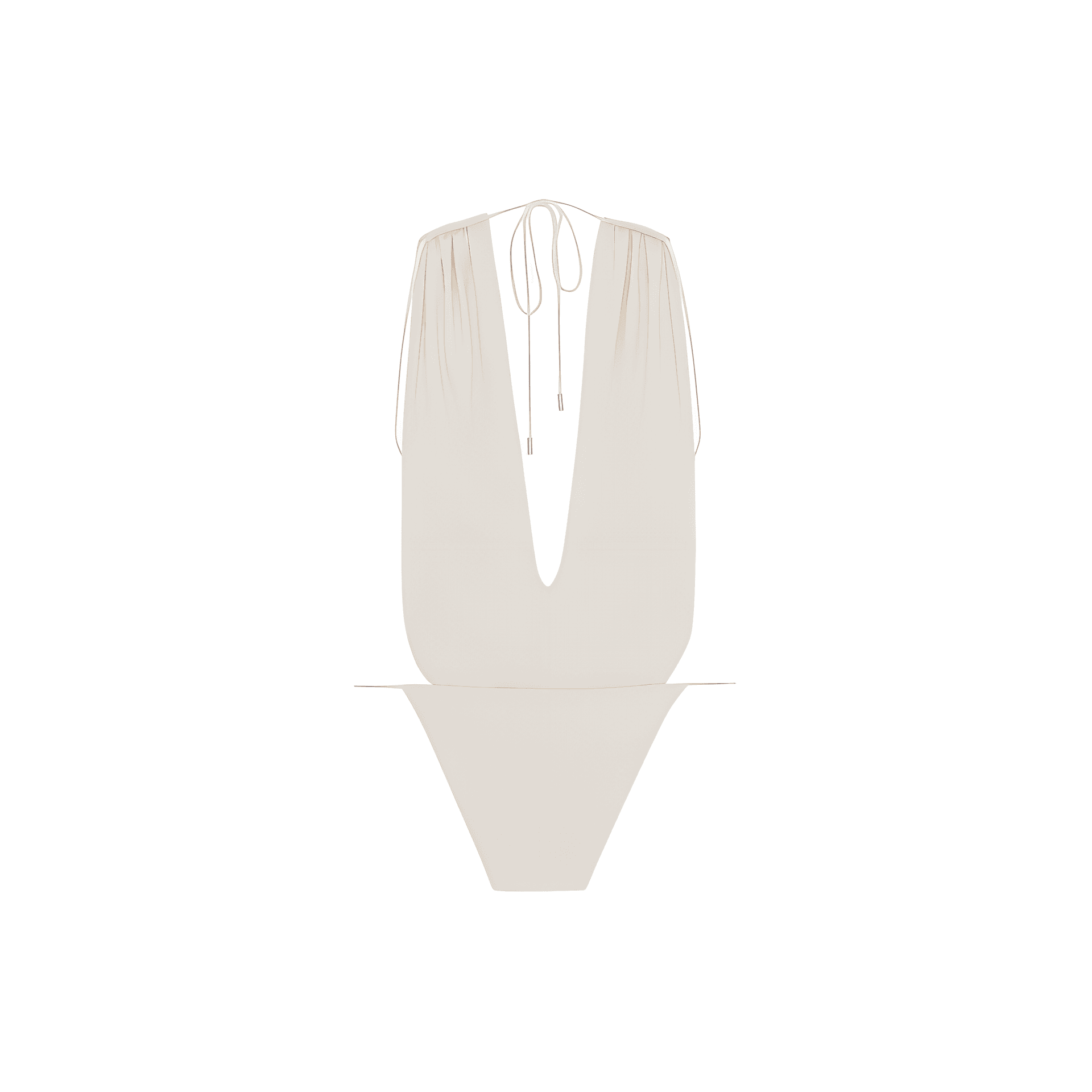 Saint Laurent V-Neck Tie Triangle Swimsuit Cream White - изображение 2