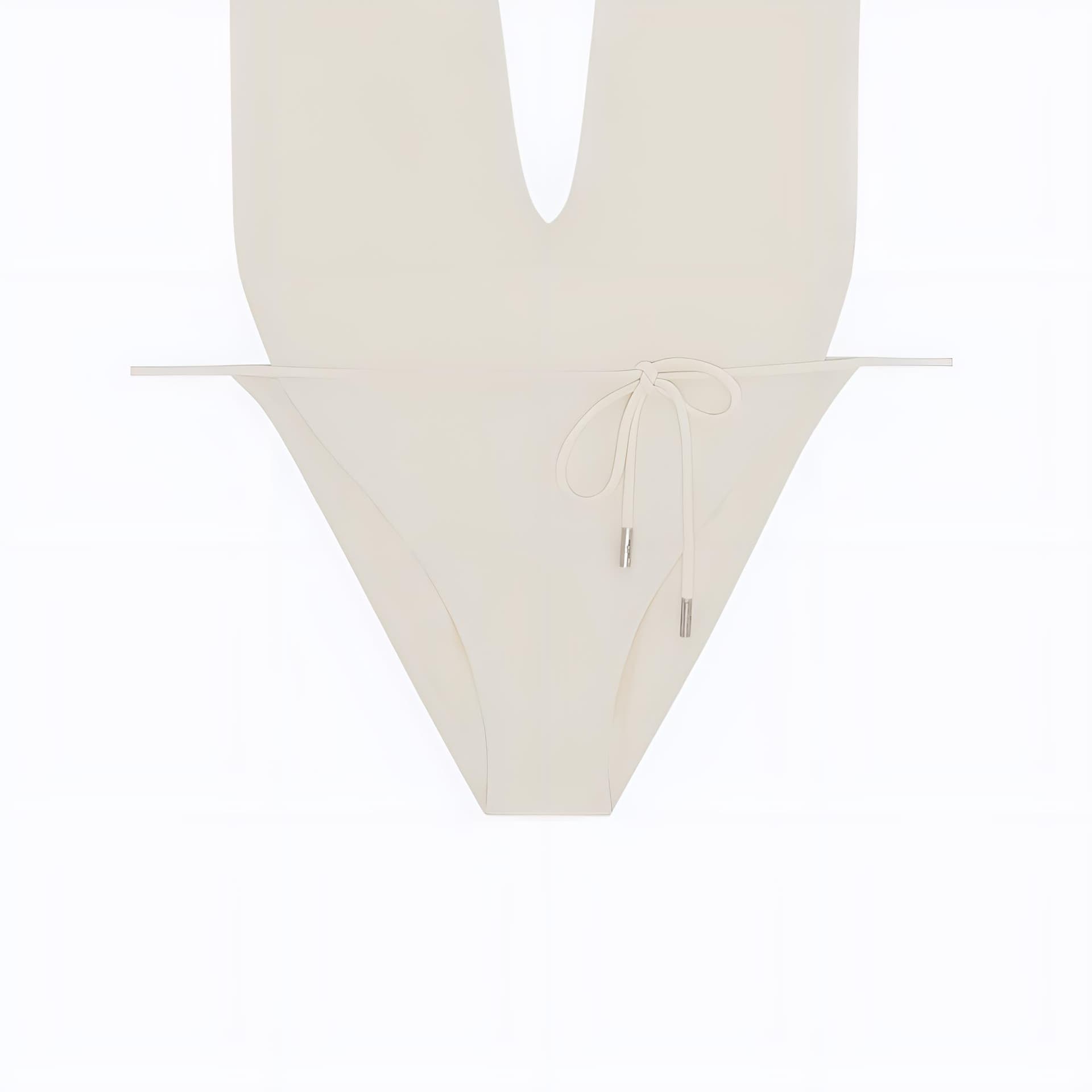 Saint Laurent V-Neck Tie Triangle Swimsuit Cream White - изображение 5