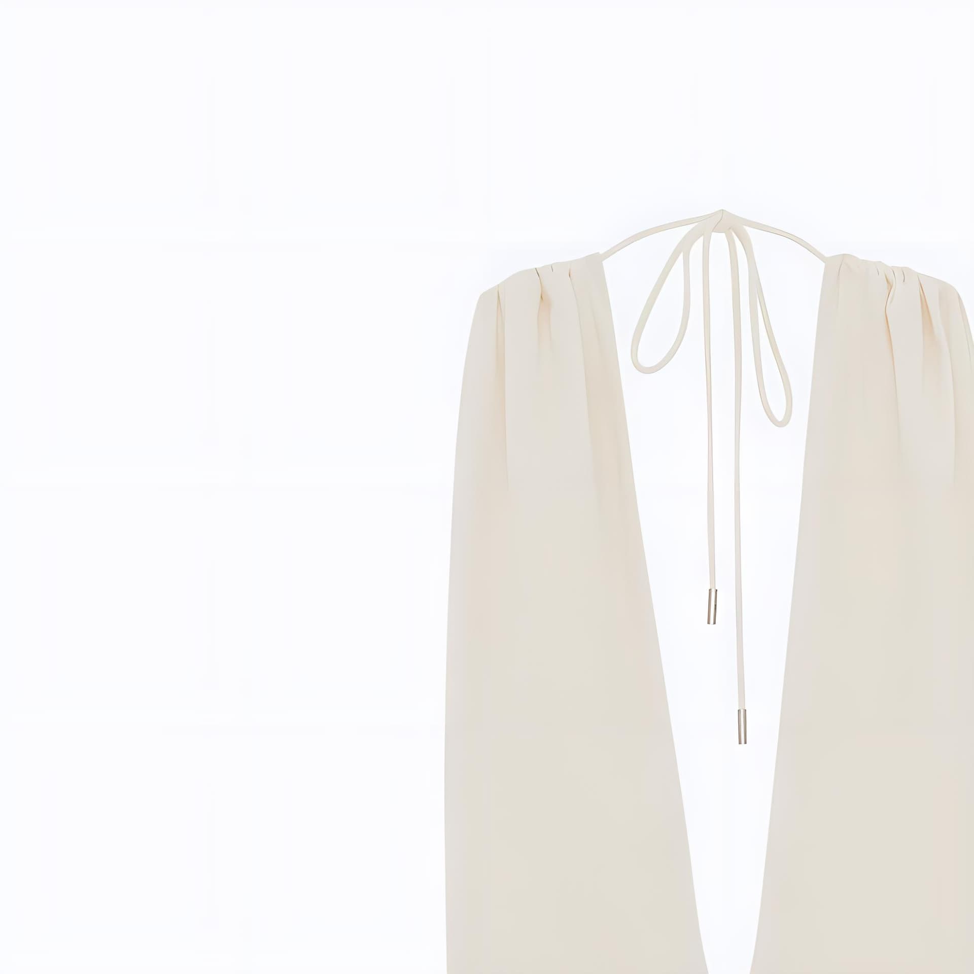 Saint Laurent V-Neck Tie Triangle Swimsuit Cream White - изображение 3