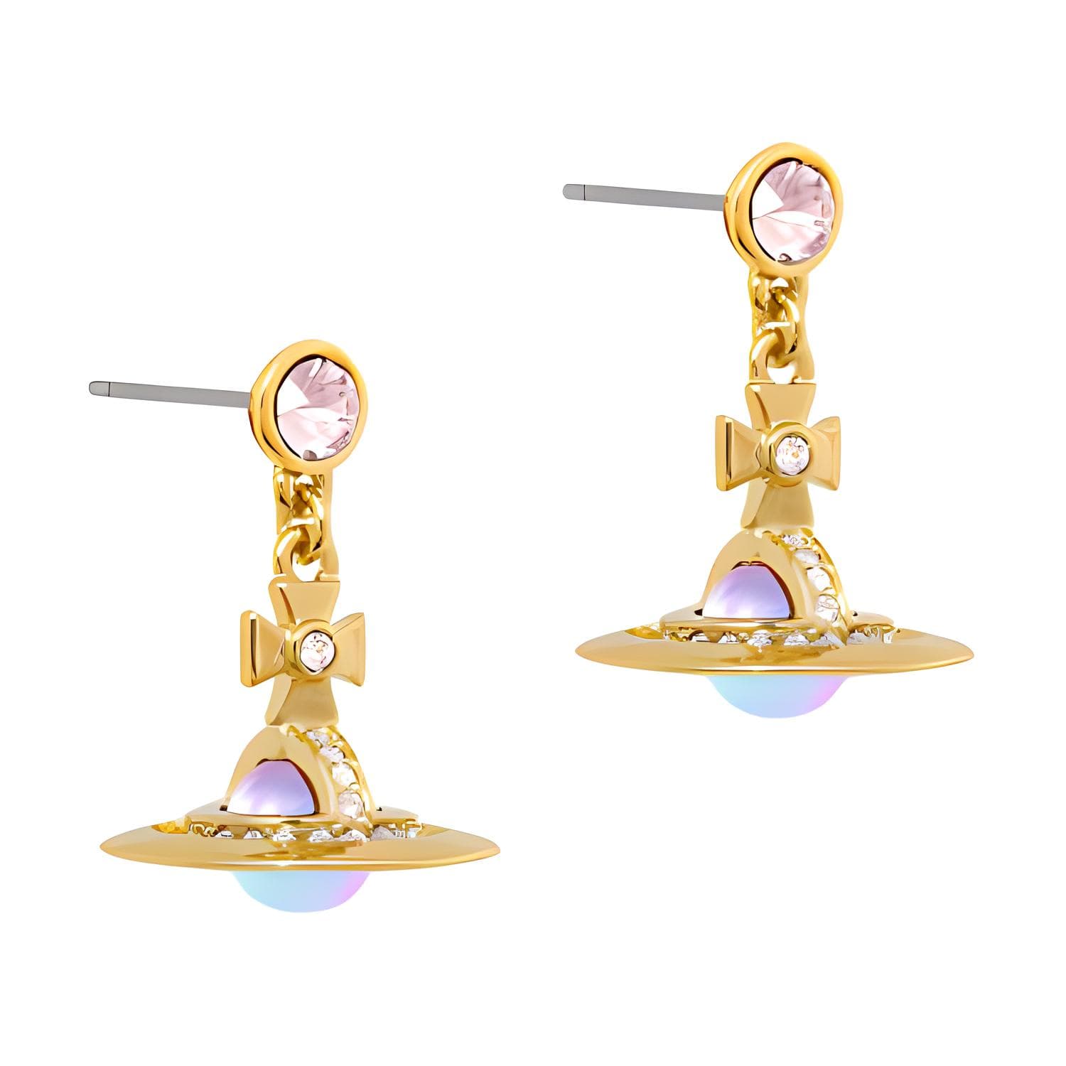 Серьги Vivienne Westwood Petite orb серьги с эмалью и латунью в стиле Аврора, золотистые - изображение 2