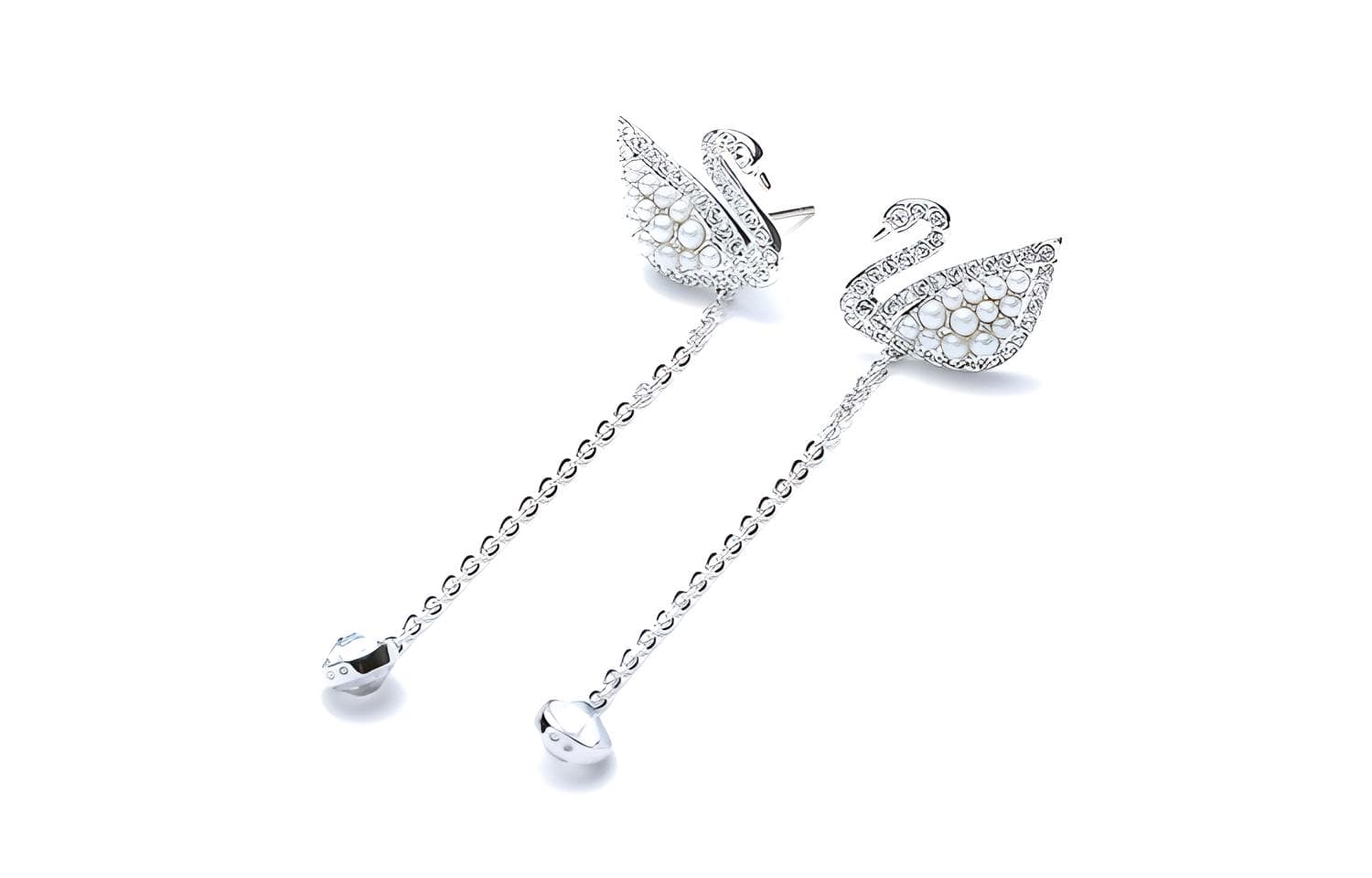 Серьги Swarovski Swan Pearl Rhodium Earrings - изображение 2