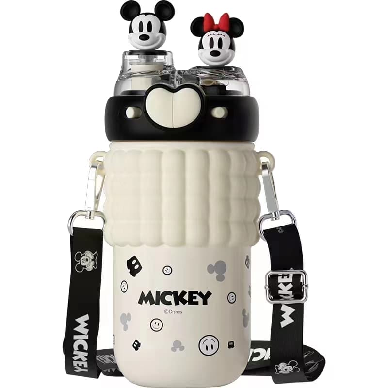 Disney Mickey Mouse Лотсо Сердце Два способа питья Mouth Лямки Настольная кружка с соломинкой сохраняющая тепло - изображение 1