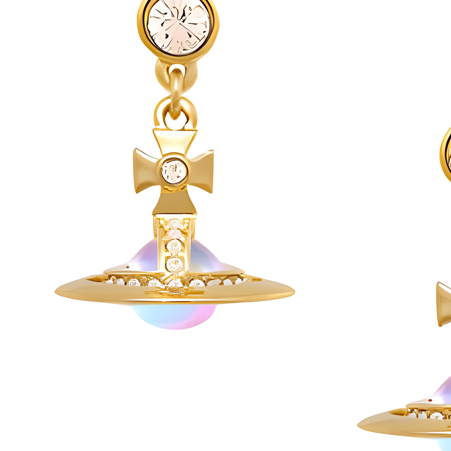 Серьги Vivienne Westwood Petite orb серьги с эмалью и латунью в стиле Аврора, золотистые - изображение 3