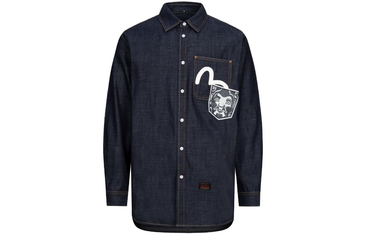 Рубашка EVISU Daicock Print Relax Fit Denim Shirt - изображение 1