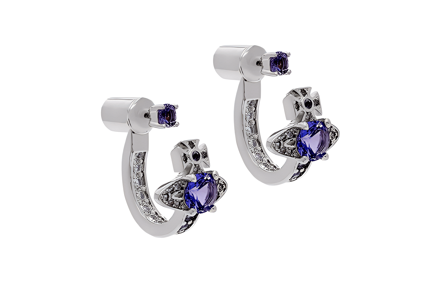 Серьги Серьги Vivienne Westwood из латунь кубический цирконий кристалл женские серебряный лаванда - изображение 2