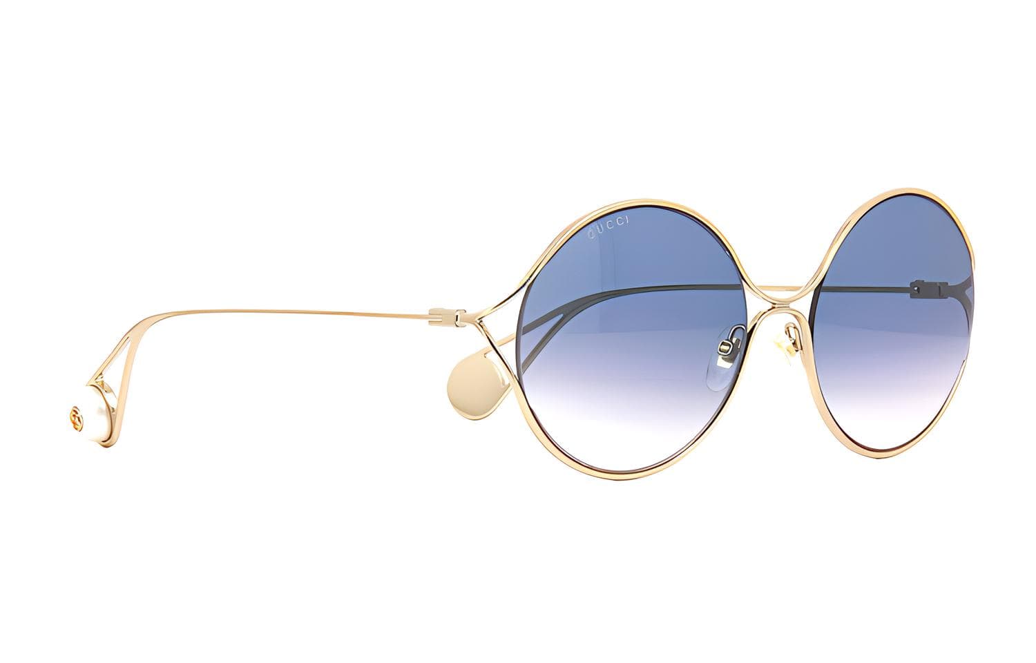 Солнцезащитные очки Gucci Vintage Round Metal Pearl Sunglasses Gradient Blue - изображение 4