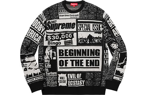 Кофта Supreme Newsprint Sweater Black - изображение 1