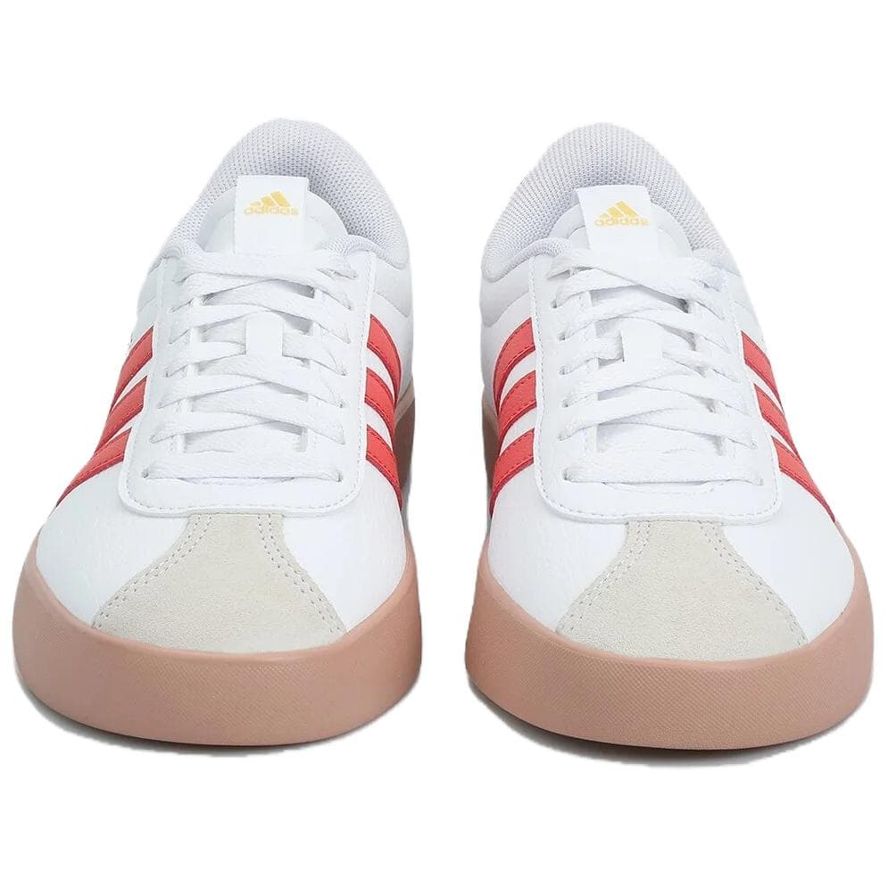 Кроссовки Adidas VL COURT 3,0 Противоскользящие Устойчивые к истиранию Низкие Кроссовки для скейтбординга Женские Белые Красные - изображение 3