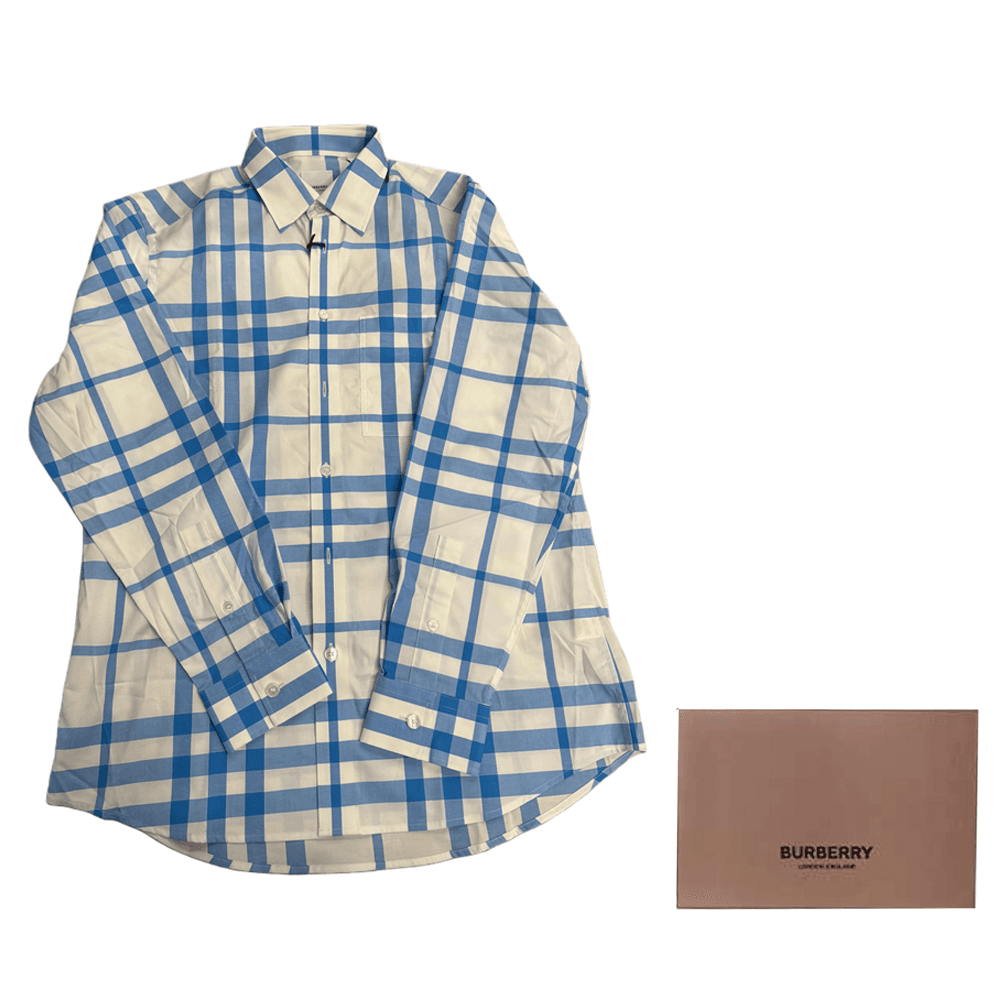 Рубашка Burberry Мужские Синие Рубашки - изображение 4