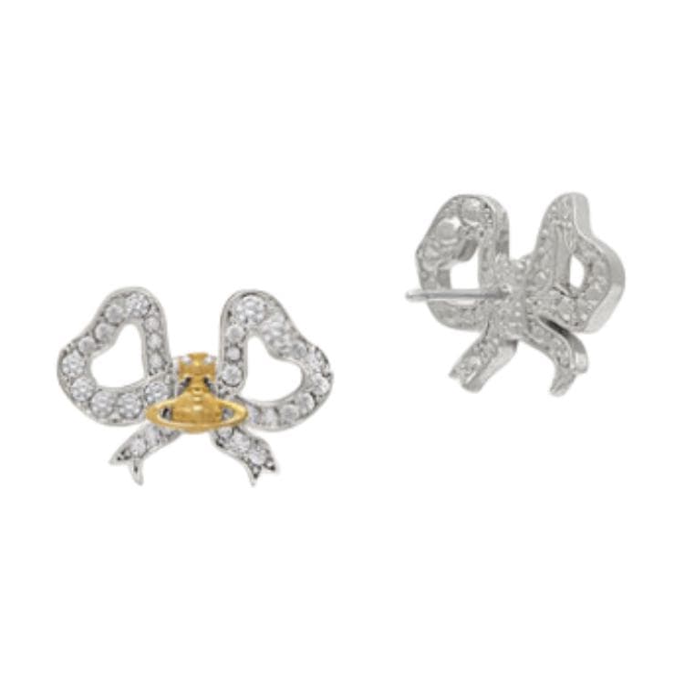 Серьги Серьги-гвоздики Vivienne Westwood с логотипом Saturn дизайн в стиле банта латунь женский серебряный - изображение 2