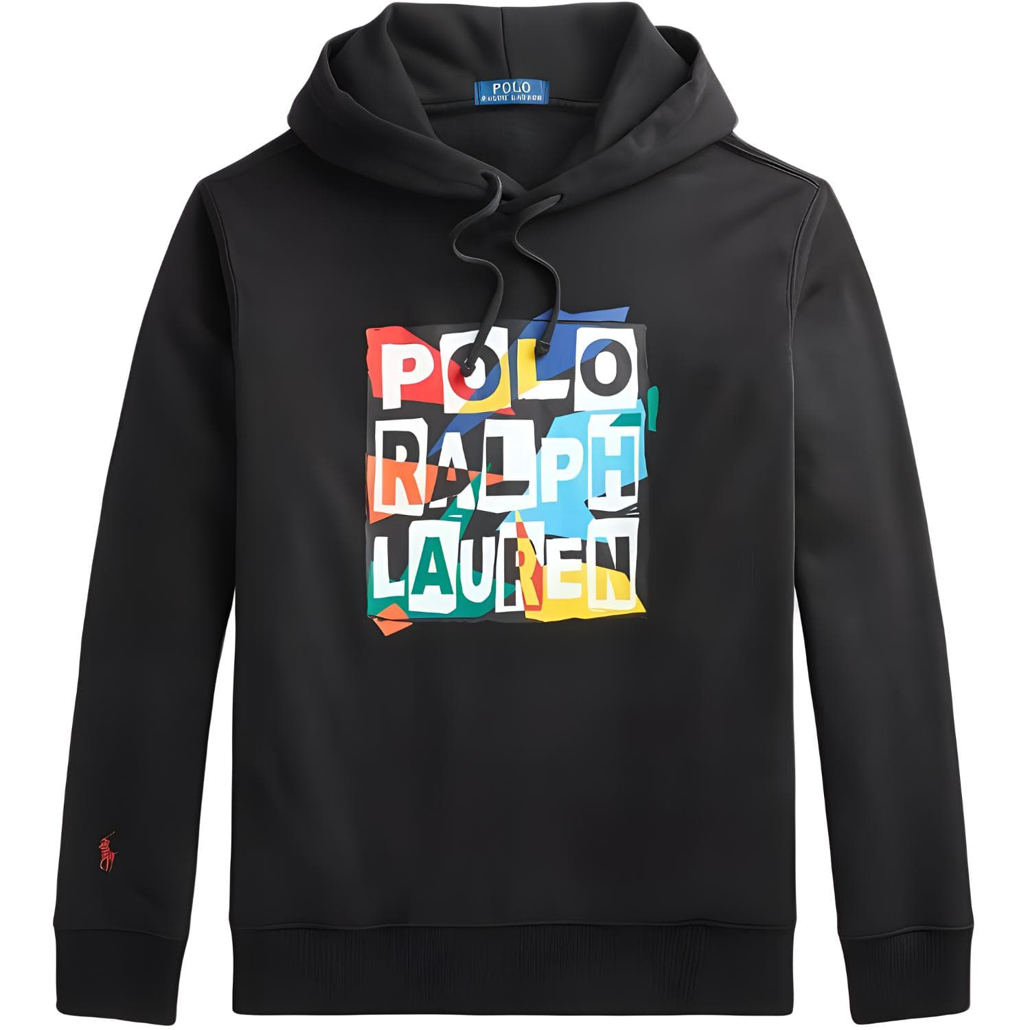 Худи Polo Ralph Lauren SS22 Флисовая подкладка капюшон узор с пони Толстовка унисекс черный - изображение 1
