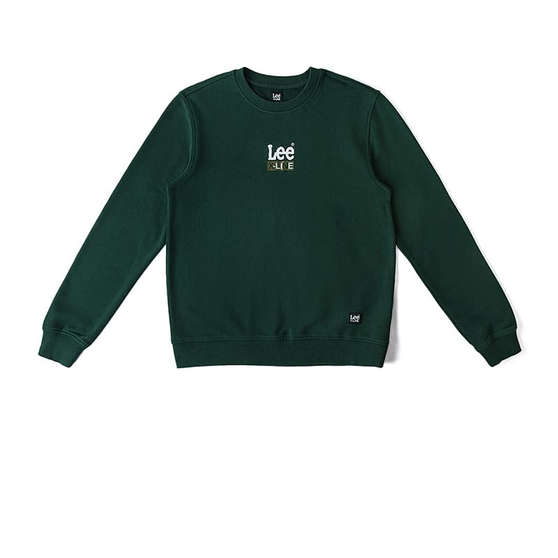 Худи Lee FW24 Мужская толстовка с круглым вырезом и логотипом, цвет зеленый водоросли - изображение 1