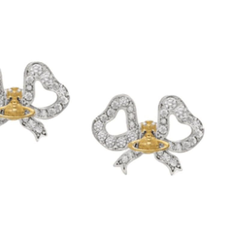 Серьги Серьги-гвоздики Vivienne Westwood с логотипом Saturn дизайн в стиле банта латунь женский серебряный - изображение 3