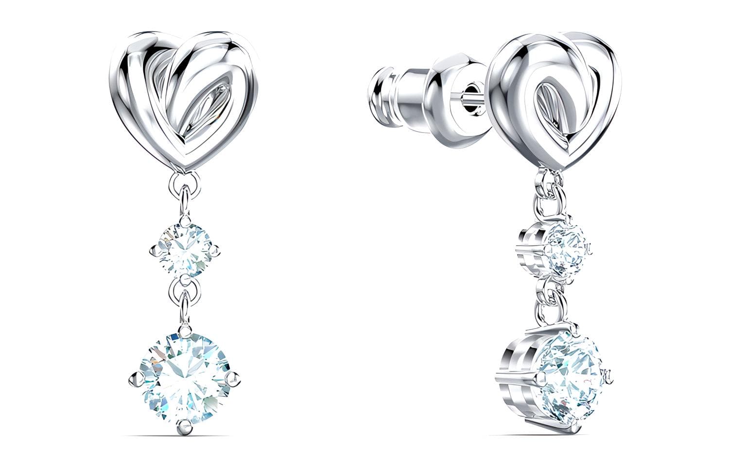 Серьги Swarovski Lifelong Heart Rope Knot Earrings Silver White - изображение 3