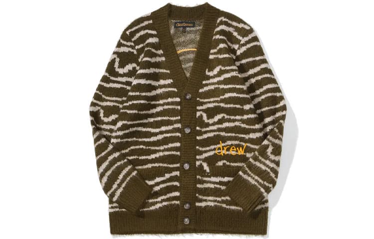Drew House FW21 Sketch Mascot Squiggle Cardigan Olive Mascot - изображение 1