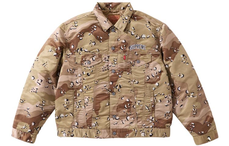 Куртка Supreme x Levi's Nylon Trucker Jacket Yellow Camo - изображение 1