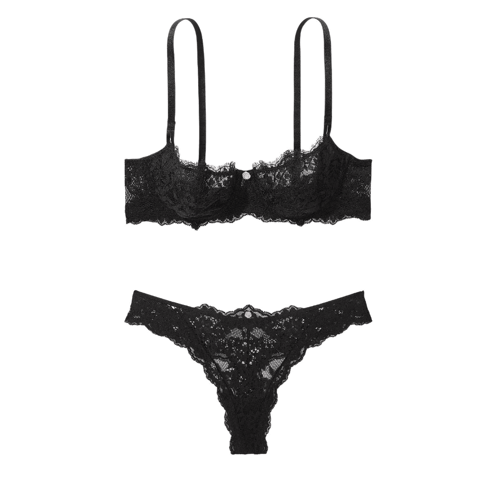 Трусы Victoria's Secret Комплект нижнего белья "Magical Цветочный" Женский Черный - изображение 1