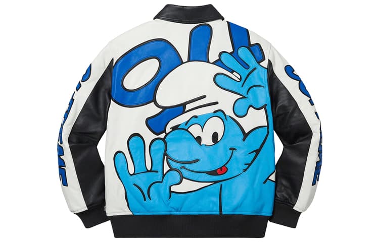 Куртка Supreme FW20 Week 6 Smurfs Leather Varsity Jacket - изображение 1