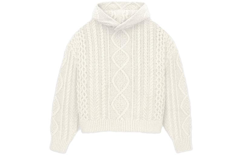 Кофта Fear of God Essentials FW23 Cable Knit Hoodie Cloud Dancer - изображение 1