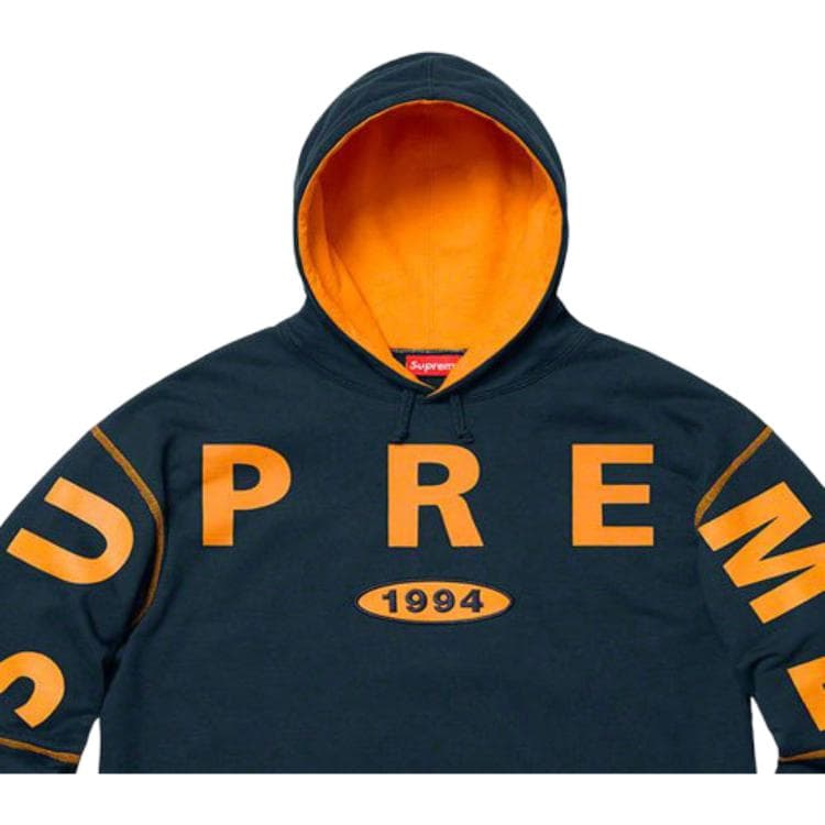 Кофта Supreme FW19 Spread Logo Hooded Sweatshirt Navy - изображение 2