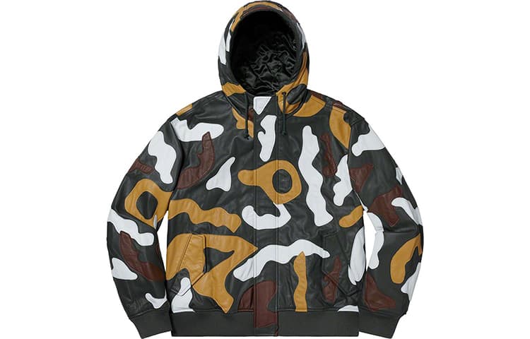 Куртка Supreme FW19 Camo Leather Hooded Jacket - изображение 1