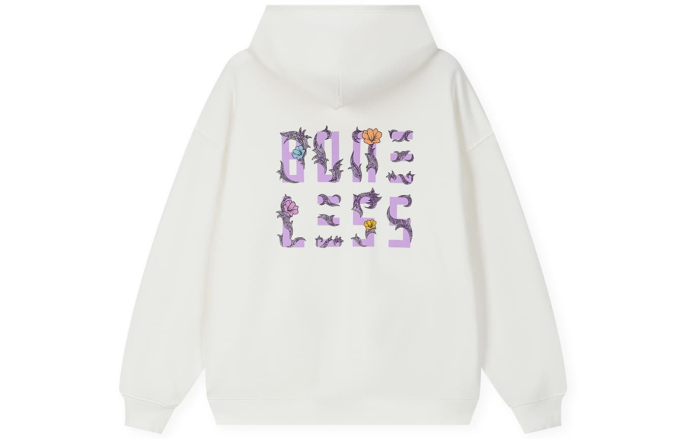 Худи BONELESS Толстовка с текстурным принтом и логотипом Экстра свободный Американский хай-стрит Плотный Минималистичный 100% хлопок Повседневный Унисекс - изображение 1