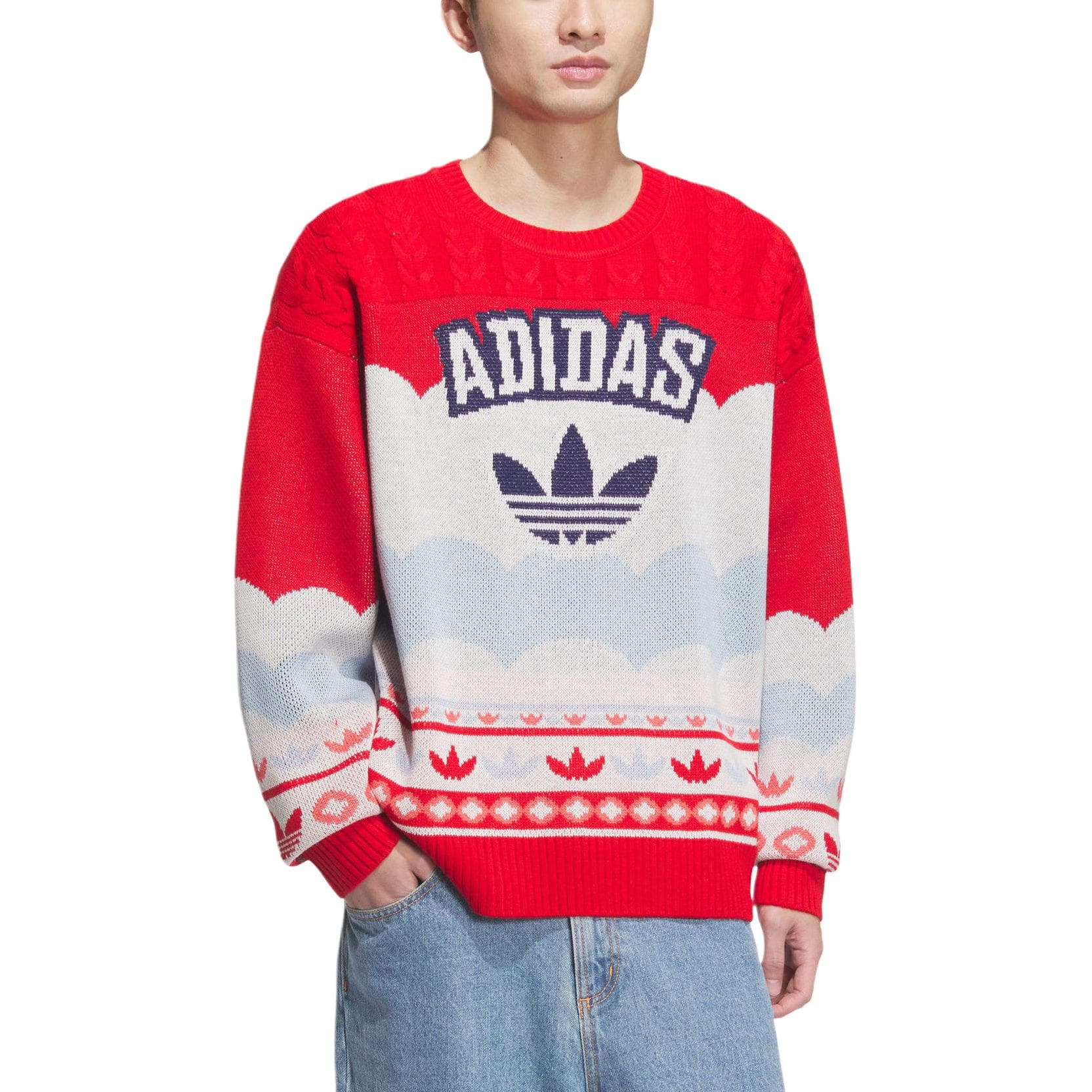 Кофта Adidas Originals Свитер Унисекс Красный Белый - изображение 3