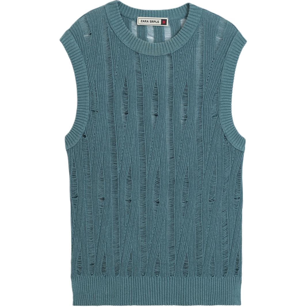 Майка ZARA Sleeveless Knit Vest Light Blue - изображение 1