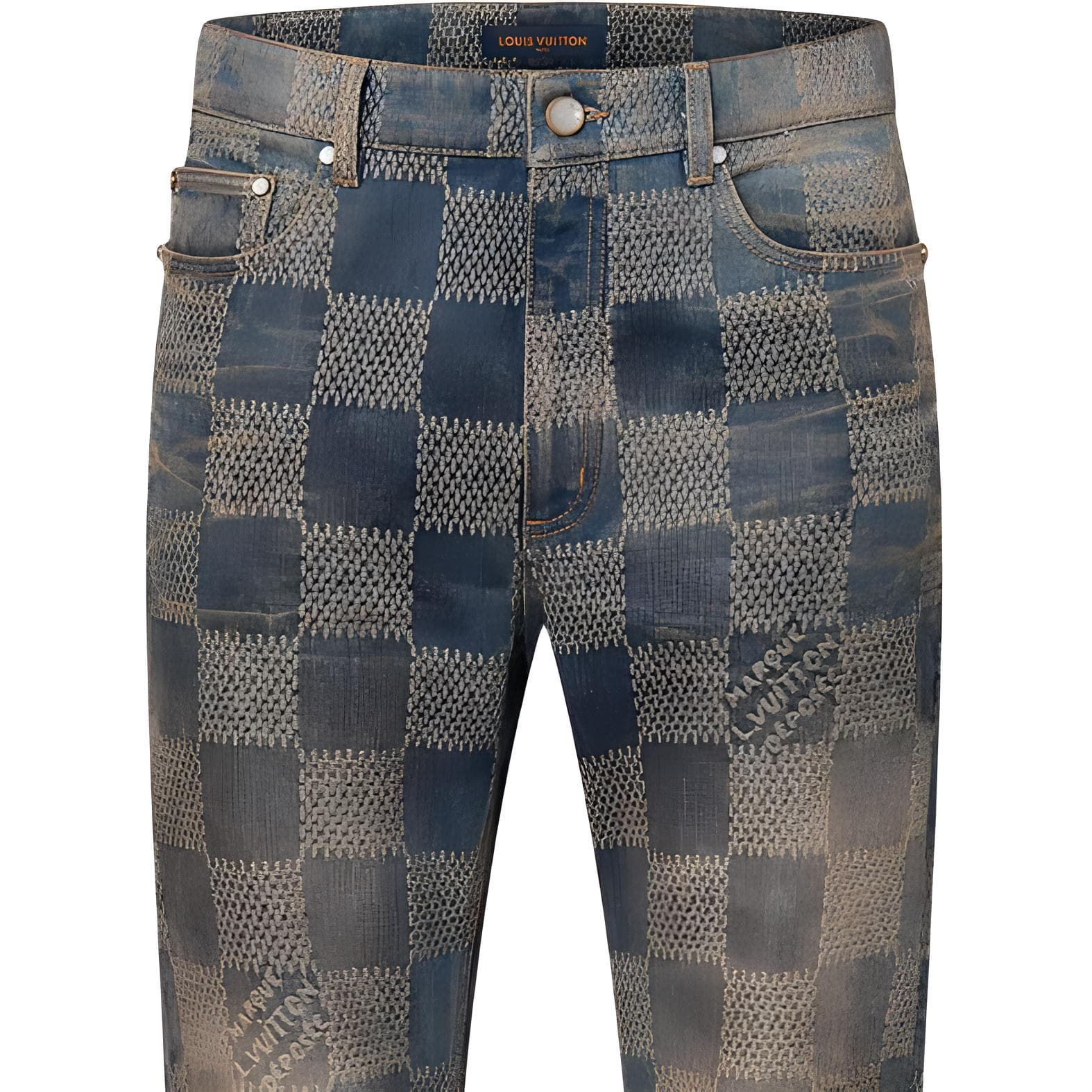 Штаны Louis Vuitton FW24 Washed Logo Flared Jeans Blue - изображение 2