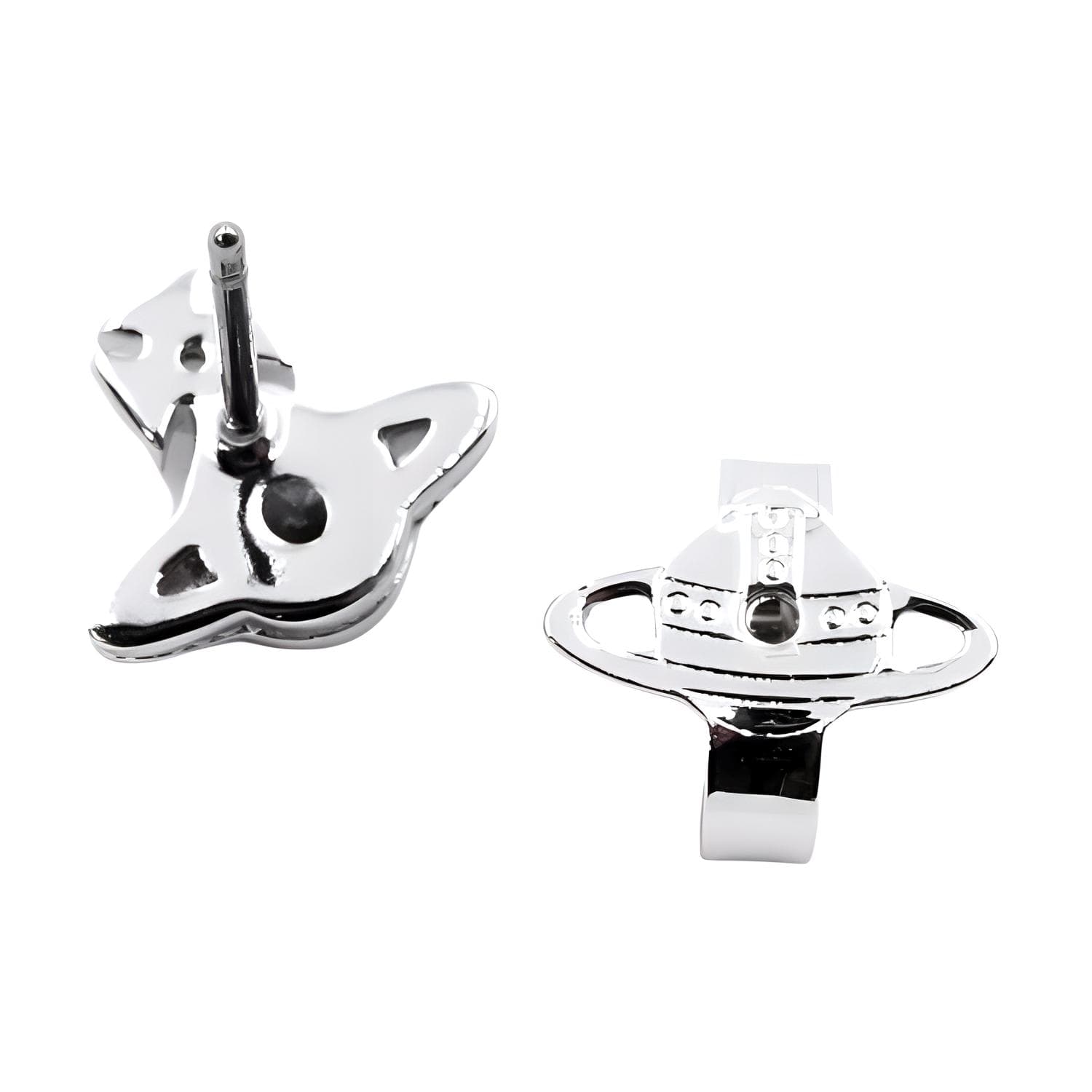 Серьги Vivienne Westwood Crystal Platinum Brass Saturn Серьги-гвоздики Женские Серебряные - изображение 4